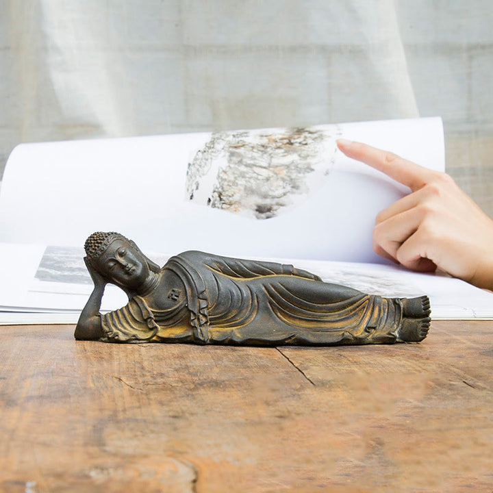 Buddha Stones涅槃仏 釈迦牟尼 鉄粉 錆 鋳造 樹脂 像 室内装飾