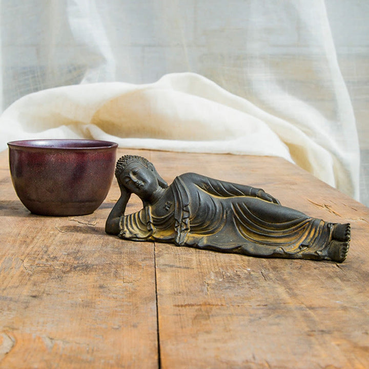 Buddha Stones涅槃仏 釈迦牟尼 鉄粉 錆 鋳造 樹脂 像 室内装飾