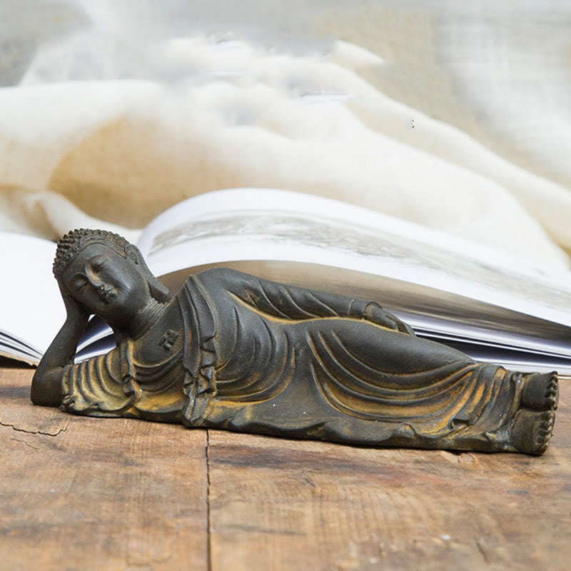 Buddha Stones涅槃仏 釈迦牟尼 鉄粉 錆 鋳造 樹脂 像 室内装飾