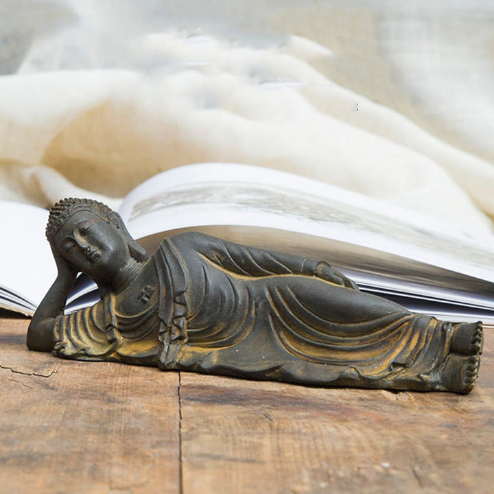 Buddha Stones涅槃仏 釈迦牟尼 鉄粉 錆 鋳造 樹脂 像 室内装飾