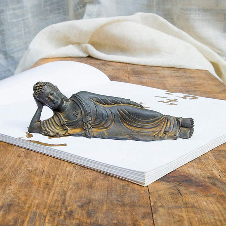 Buddha Stones涅槃仏 釈迦牟尼 鉄粉 錆 鋳造 樹脂 像 室内装飾