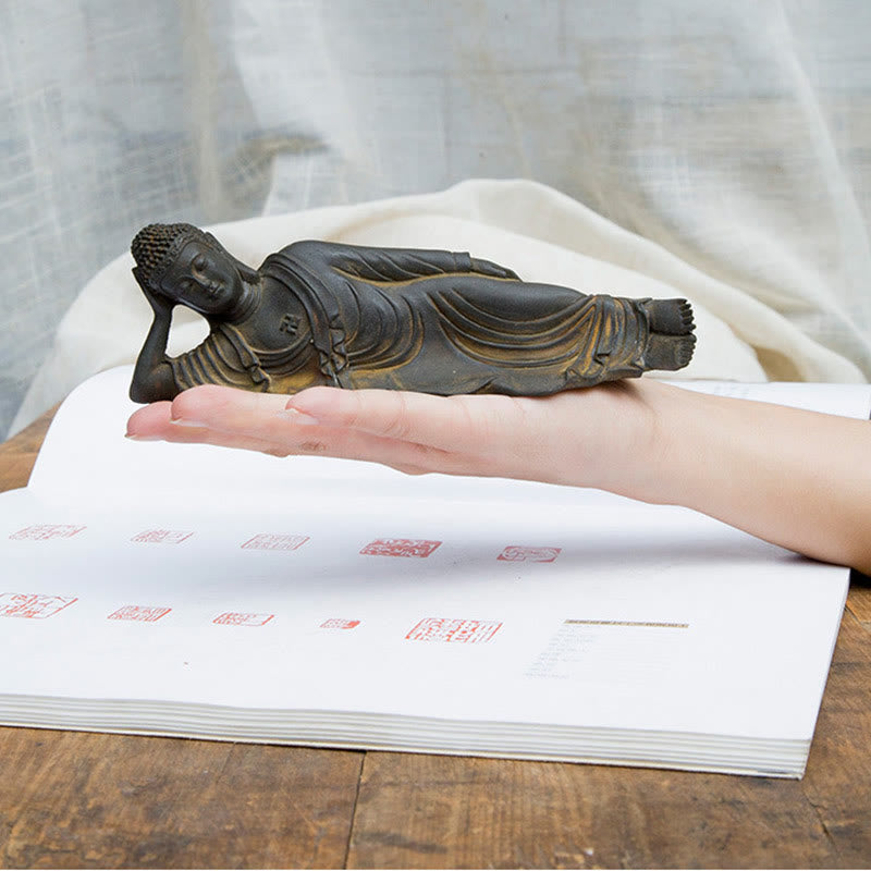 Buddha Stones涅槃仏 釈迦牟尼 鉄粉 錆 鋳造 樹脂 像 室内装飾