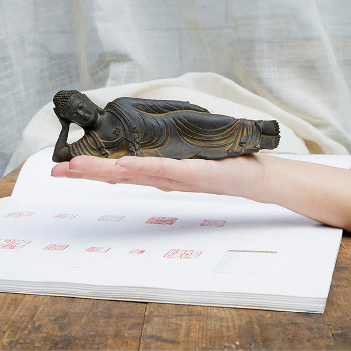 Buddha Stones涅槃仏 釈迦牟尼 鉄粉 錆 鋳造 樹脂 像 室内装飾