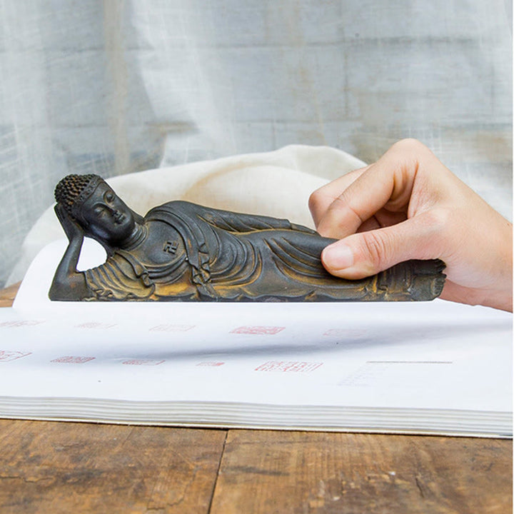 Buddha Stones涅槃仏 釈迦牟尼 鉄粉 錆 鋳造 樹脂 像 室内装飾