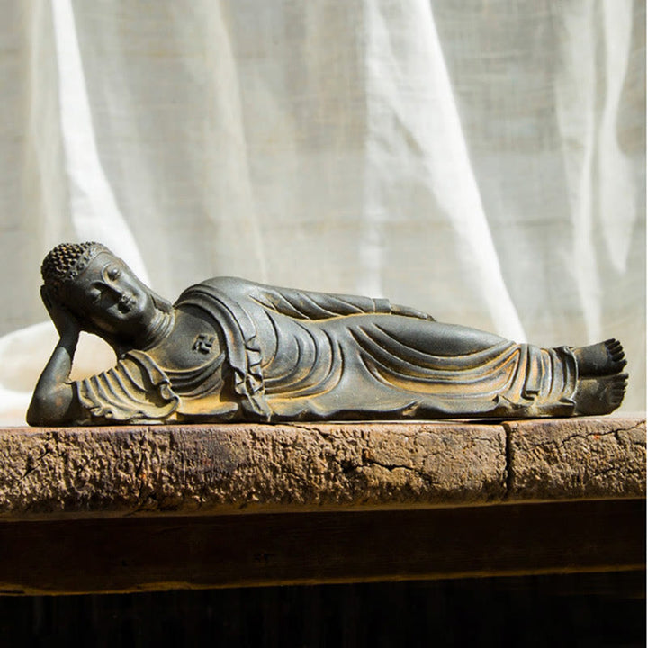 Buddha Stones涅槃仏 釈迦牟尼 鉄粉 錆 鋳造 樹脂 像 室内装飾
