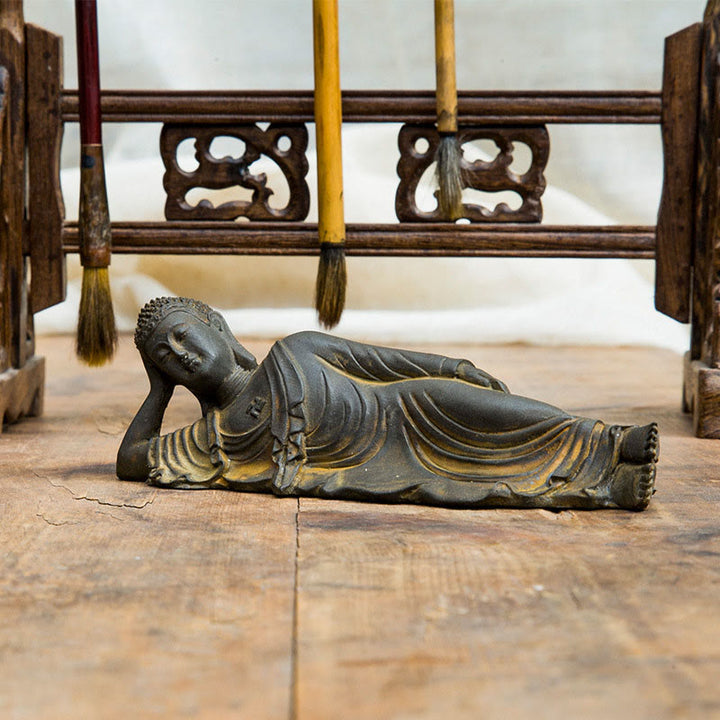 Buddha Stones涅槃仏 釈迦牟尼 鉄粉 錆 鋳造 樹脂 像 室内装飾