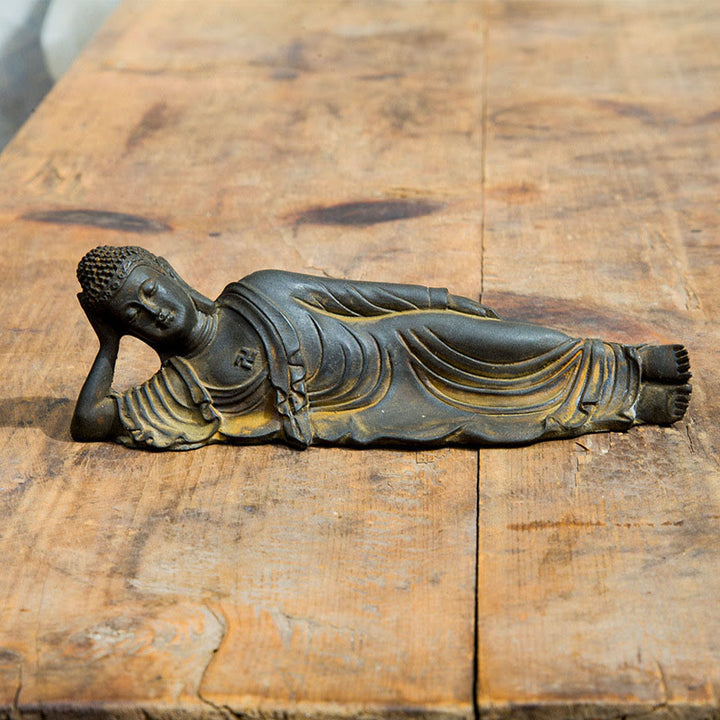 Buddha Stones涅槃仏 釈迦牟尼 鉄粉 錆 鋳造 樹脂 像 室内装飾