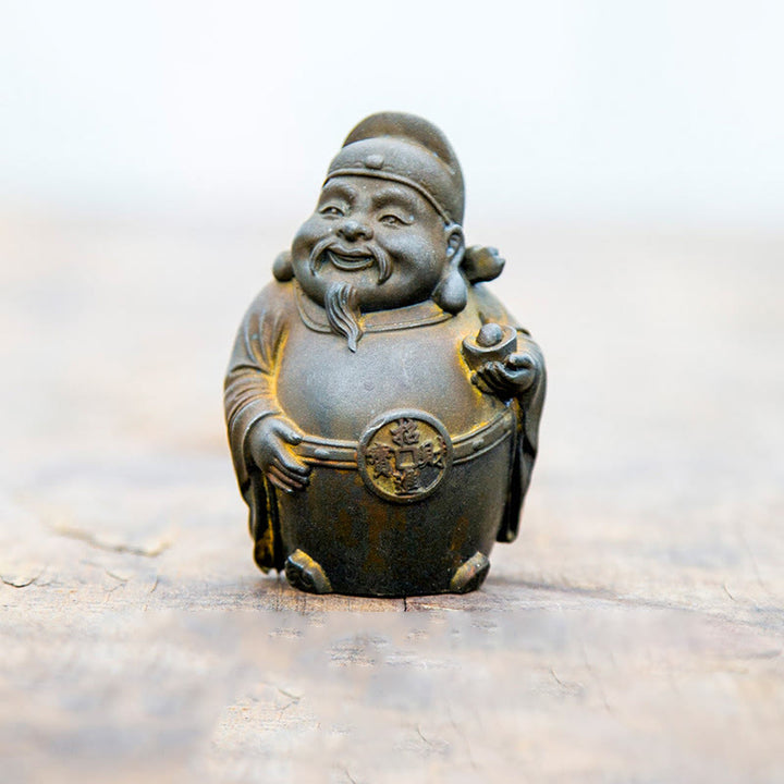 Buddha Stones手作り 文武両道 富の神 鉄粉 錆 鋳造 樹脂 像 家の装飾