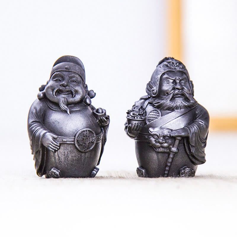 Buddha Stones手作り 文武両道 富の神 鉄粉 錆 鋳造 樹脂 像 家の装飾 - 磨き上げられたバージョン - 2個セット - image 21
