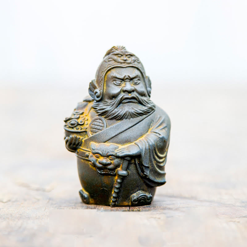 Buddha Stones手作り 文武両道 富の神 鉄粉 錆 鋳造 樹脂 像 家の装飾 - Rustバージョン - 武神 7*4.8*4.3cm - image 6
