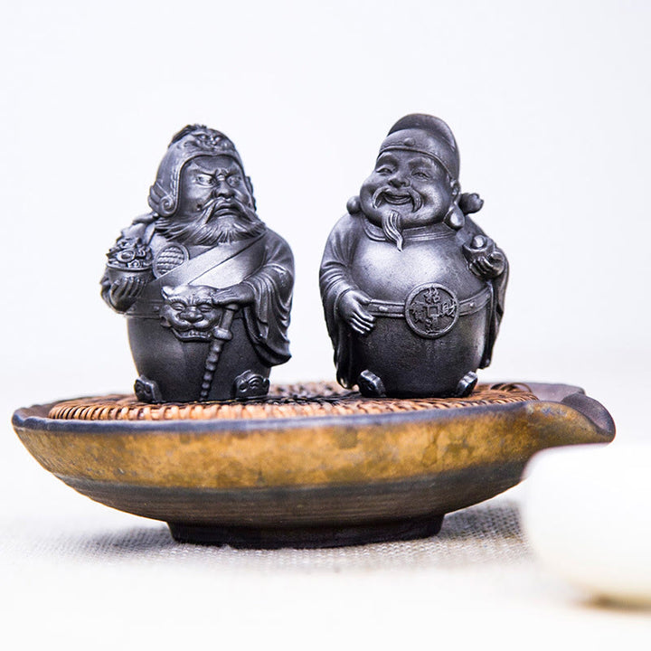 Buddha Stones手作り 文武両道 富の神 鉄粉 錆 鋳造 樹脂 像 家の装飾