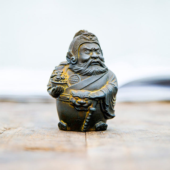 Buddha Stones手作り 文武両道 富の神 鉄粉 錆 鋳造 樹脂 像 家の装飾