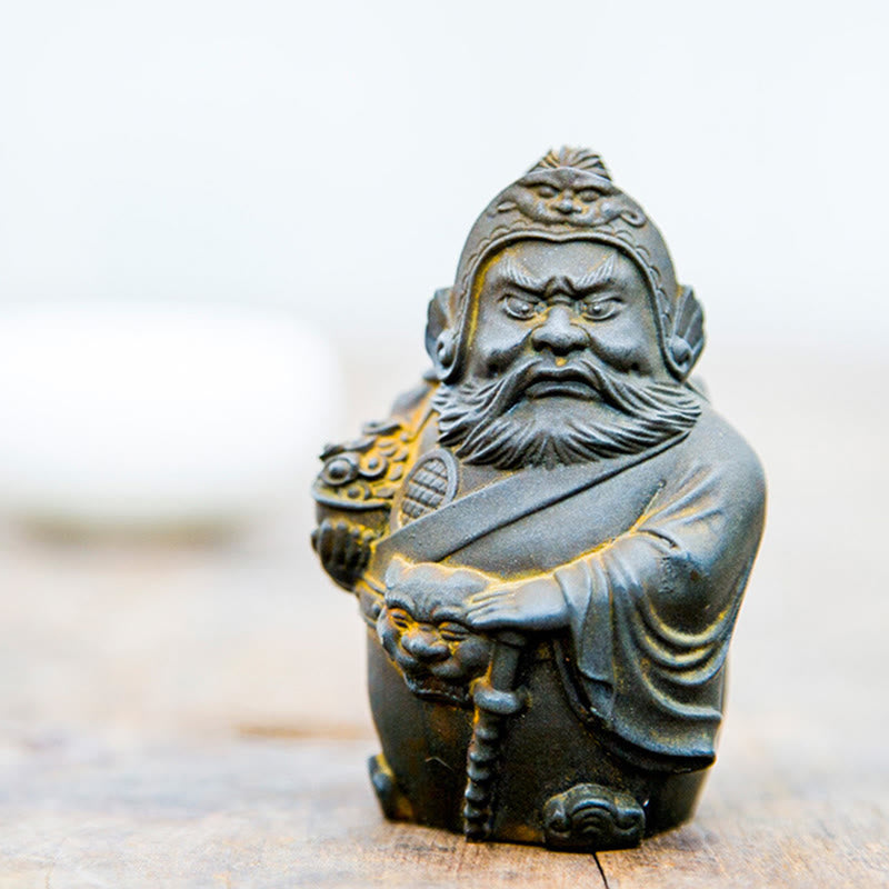 Buddha Stones手作り 文武両道 富の神 鉄粉 錆 鋳造 樹脂 像 家の装飾