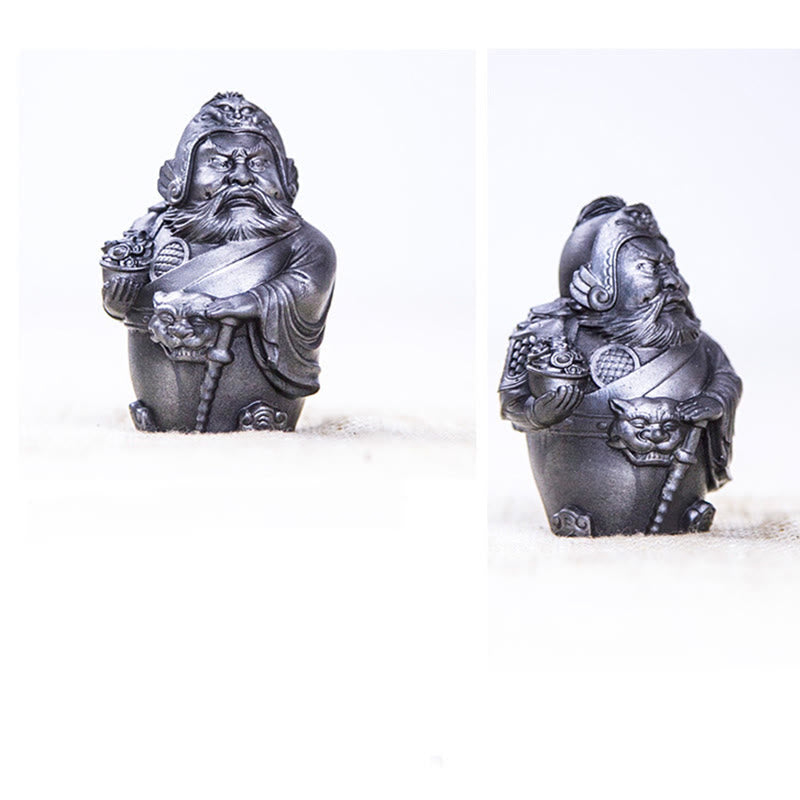 Buddha Stones手作り 文武両道 富の神 鉄粉 錆 鋳造 樹脂 像 家の装飾