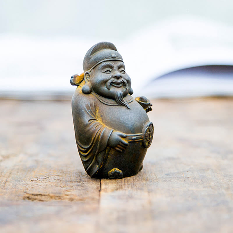 Buddha Stones手作り 文武両道 富の神 鉄粉 錆 鋳造 樹脂 像 家の装飾