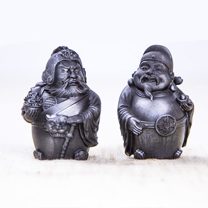 Buddha Stones手作り 文武両道 富の神 鉄粉 錆 鋳造 樹脂 像 家の装飾