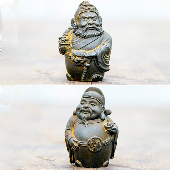 Buddha Stones手作り 文武両道 富の神 鉄粉 錆 鋳造 樹脂 像 家の装飾
