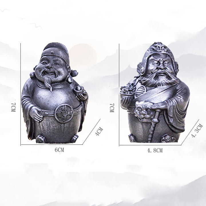 Buddha Stones手作り 文武両道 富の神 鉄粉 錆 鋳造 樹脂 像 家の装飾