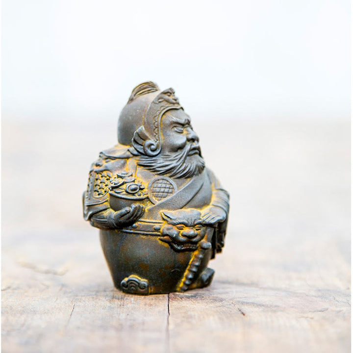 Buddha Stones手作り 文武両道 富の神 鉄粉 錆 鋳造 樹脂 像 家の装飾