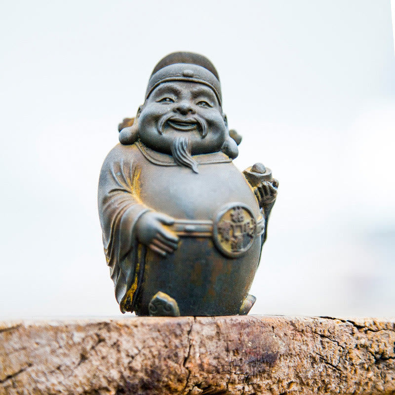 Buddha Stones手作り 文武両道 富の神 鉄粉 錆 鋳造 樹脂 像 家の装飾