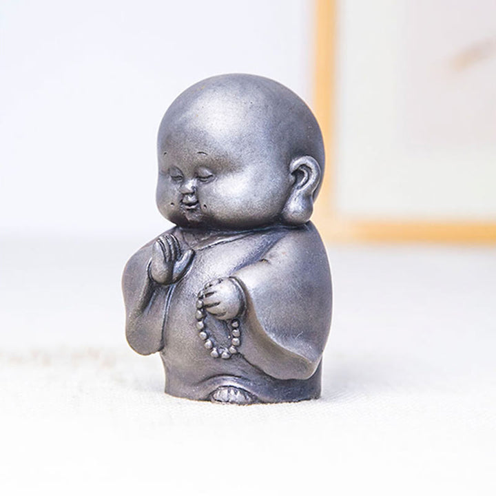 Buddha Stones手作り 小さな僧侶 鉄粉 錆 鋳造 樹脂 像 家の装飾 - image 22