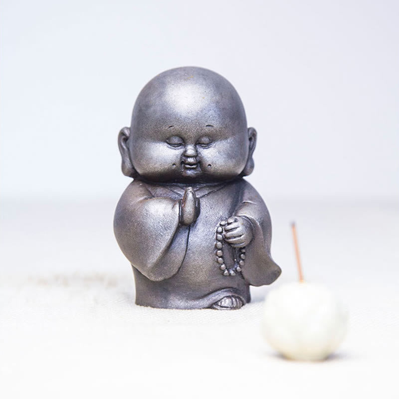Buddha Stones手作り 小さな僧侶 鉄粉 錆 鋳造 樹脂 像 家の装飾 - image 25