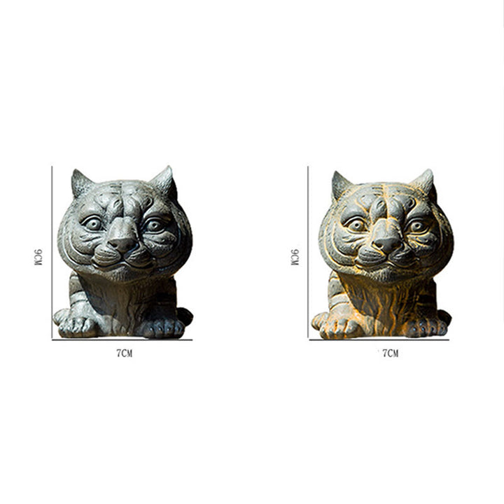 Buddha Stones手作り 小さな愛らしい虎 鉄粉 錆 鋳造 樹脂 像 家の装飾