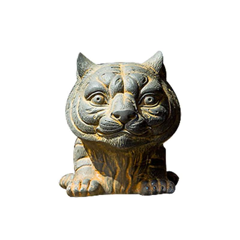 Buddha Stones手作り 小さな愛らしい虎 鉄粉 錆 鋳造 樹脂 像 家の装飾