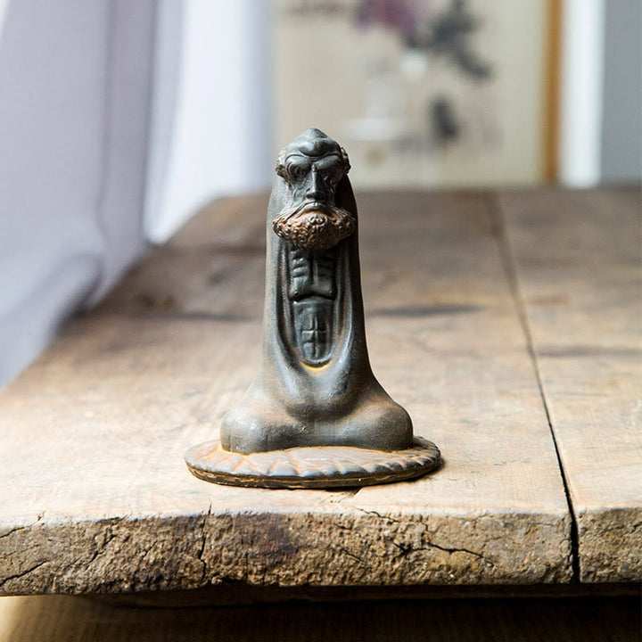 Buddha Stones手作り 達磨 鉄粉 錆 鋳造 樹脂 像 室内装飾 - 錆バージョン 10×7.6cm - image 0