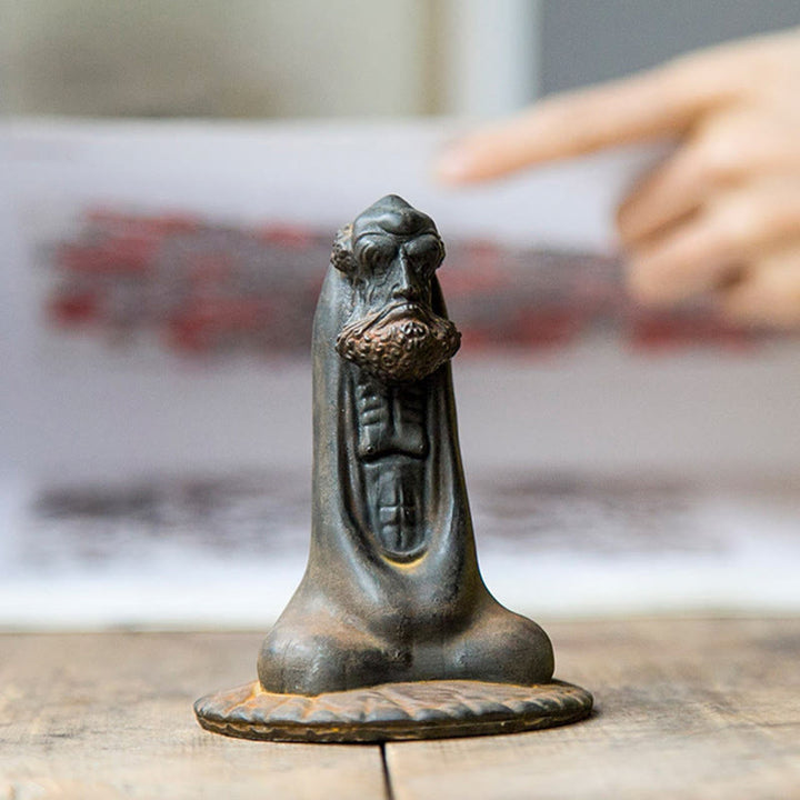 Buddha Stones手作り 達磨 鉄粉 錆 鋳造 樹脂 像 室内装飾