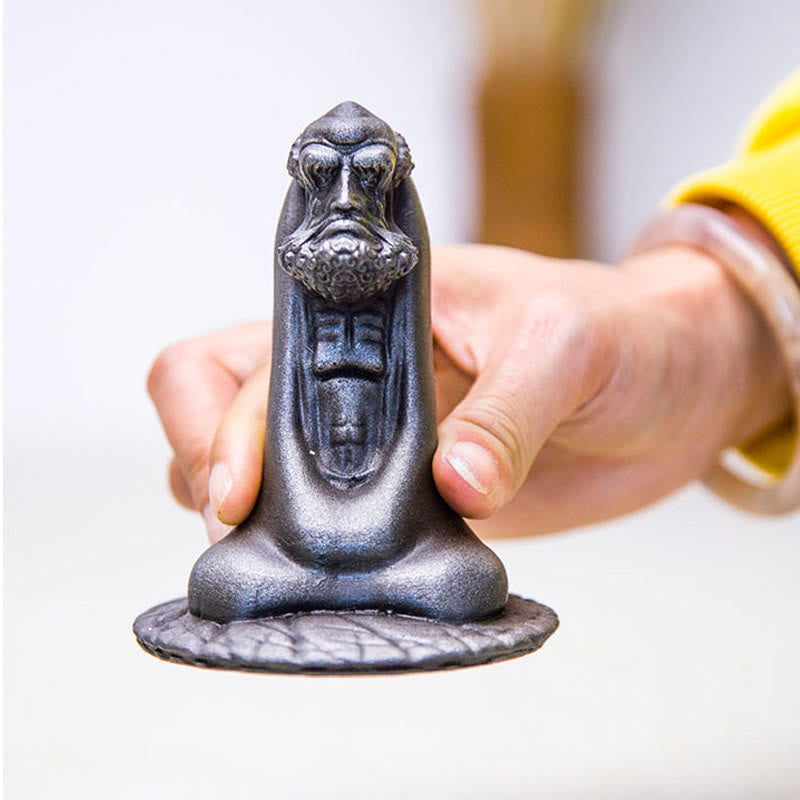 Buddha Stones手作り 達磨 鉄粉 錆 鋳造 樹脂 像 室内装飾