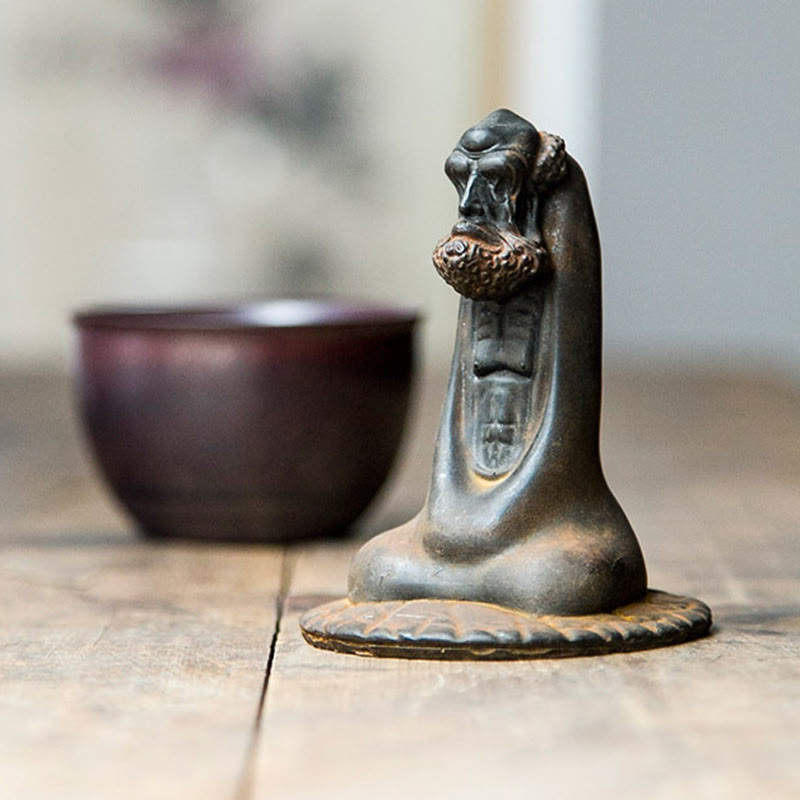 Buddha Stones手作り 達磨 鉄粉 錆 鋳造 樹脂 像 室内装飾