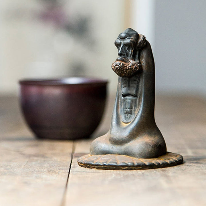 Buddha Stones手作り 達磨 鉄粉 錆 鋳造 樹脂 像 室内装飾