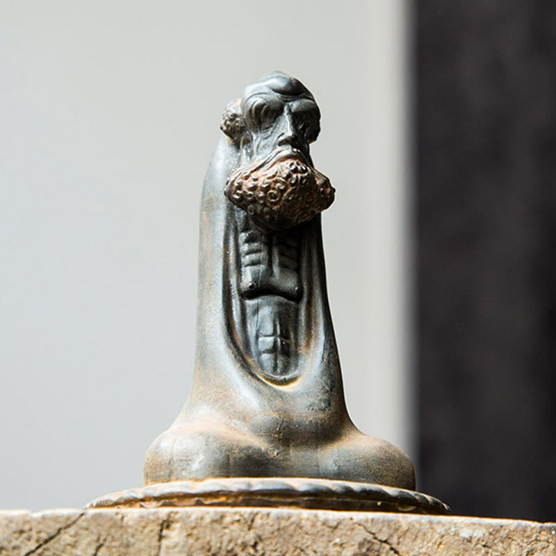 Buddha Stones手作り 達磨 鉄粉 錆 鋳造 樹脂 像 室内装飾