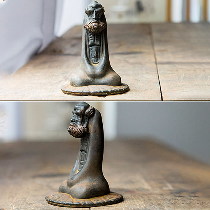 Buddha Stones手作り 達磨 鉄粉 錆 鋳造 樹脂 像 室内装飾