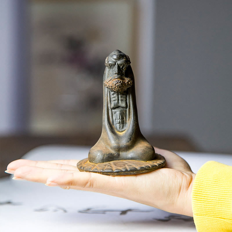 Buddha Stones手作り 達磨 鉄粉 錆 鋳造 樹脂 像 室内装飾 - image 4