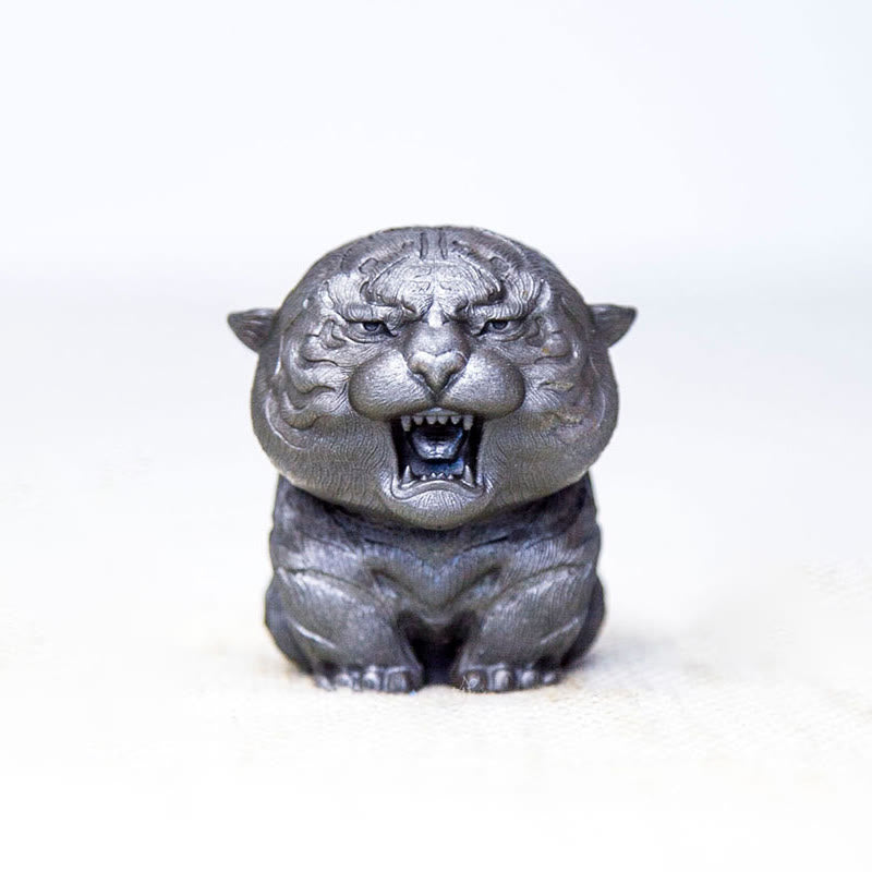 Buddha Stones手作り ミニ 咆哮する虎 鉄粉 錆 鋳造 樹脂 像 家の装飾