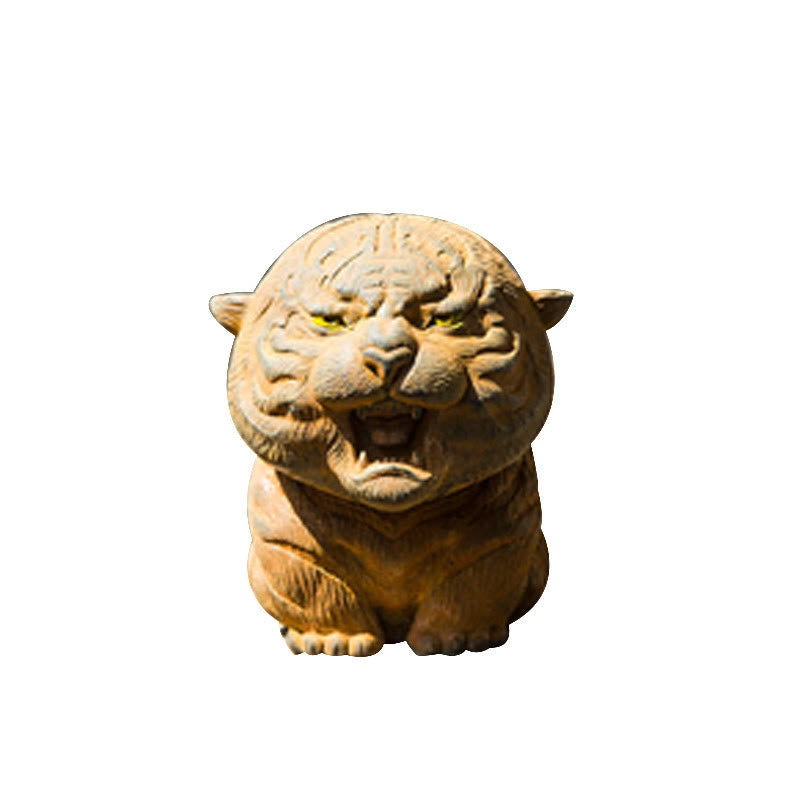 Buddha Stones手作り ミニ 咆哮する虎 鉄粉 錆 鋳造 樹脂 像 家の装飾