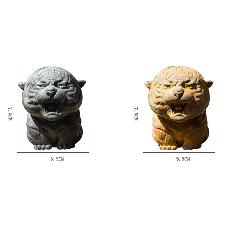 Buddha Stones手作り ミニ 咆哮する虎 鉄粉 錆 鋳造 樹脂 像 家の装飾