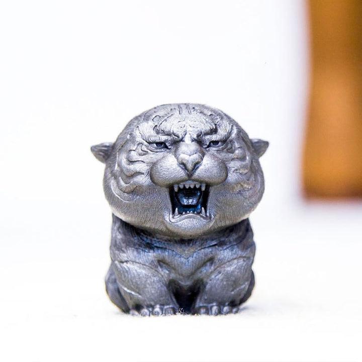 Buddha Stones手作り ミニ 咆哮する虎 鉄粉 錆 鋳造 樹脂 像 家の装飾