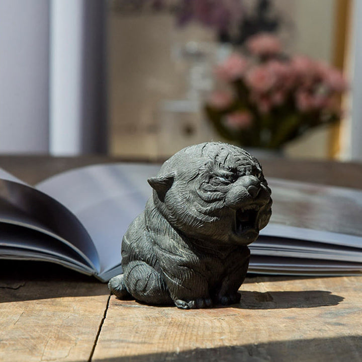 Buddha Stones手作り ミニ 咆哮する虎 鉄粉 錆 鋳造 樹脂 像 家の装飾 - image 14