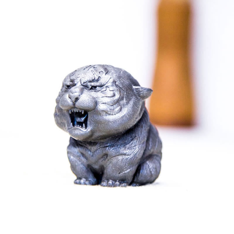 Buddha Stones手作り ミニ 咆哮する虎 鉄粉 錆 鋳造 樹脂 像 家の装飾