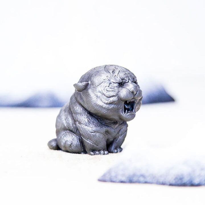 Buddha Stones手作り ミニ 咆哮する虎 鉄粉 錆 鋳造 樹脂 像 家の装飾