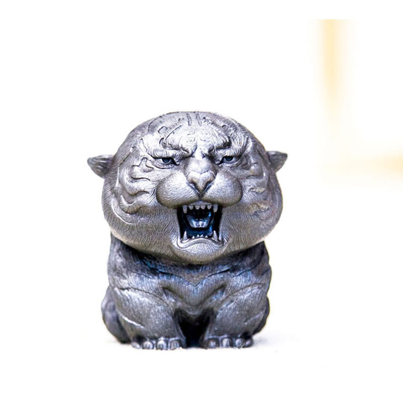 Buddha Stones手作り ミニ 咆哮する虎 鉄粉 錆 鋳造 樹脂 像 家の装飾