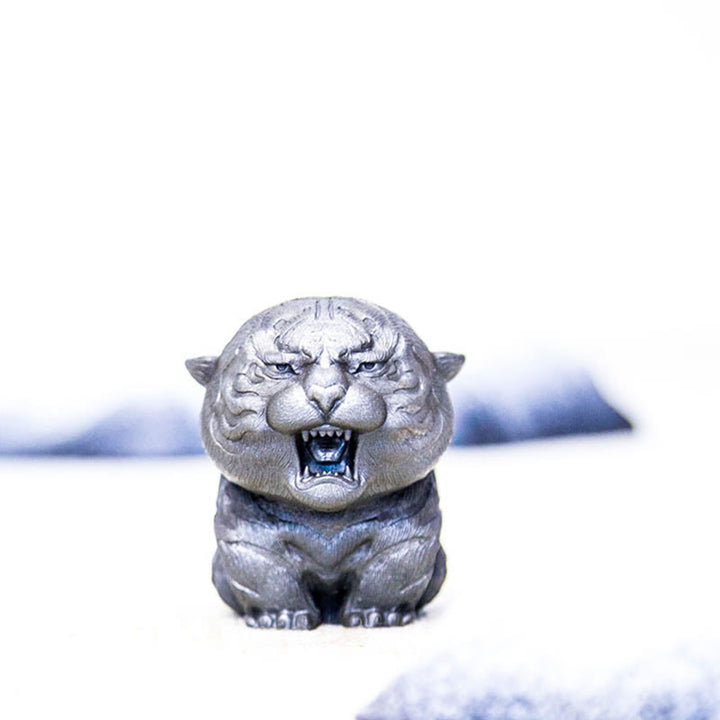 Buddha Stones手作り ミニ 咆哮する虎 鉄粉 錆 鋳造 樹脂 像 家の装飾