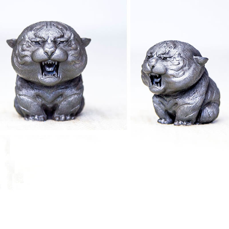 Buddha Stones手作り ミニ 咆哮する虎 鉄粉 錆 鋳造 樹脂 像 家の装飾