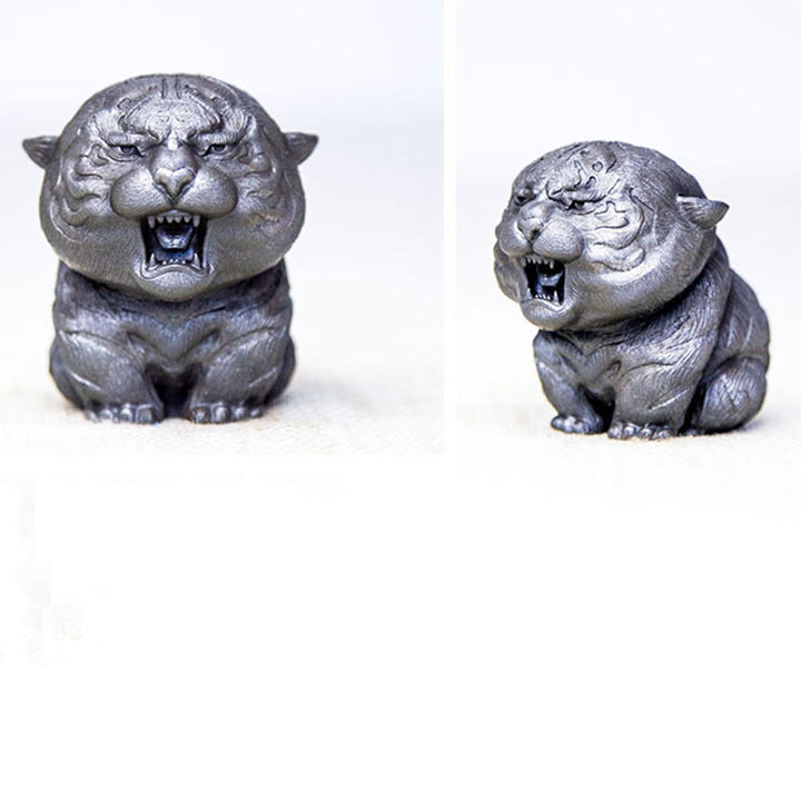 Buddha Stones手作り ミニ 咆哮する虎 鉄粉 錆 鋳造 樹脂 像 家の装飾