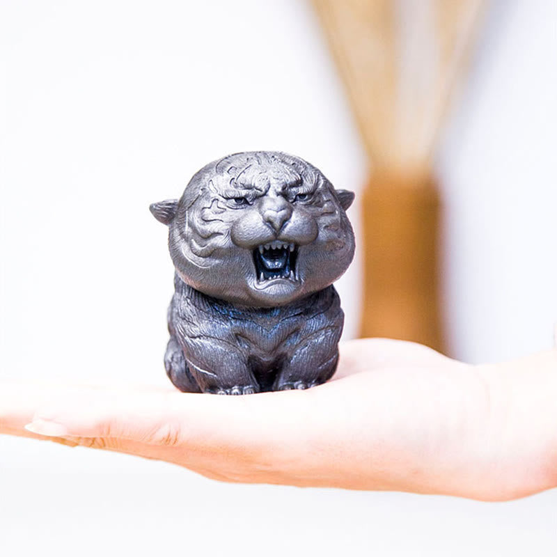 Buddha Stones手作り ミニ 咆哮する虎 鉄粉 錆 鋳造 樹脂 像 家の装飾