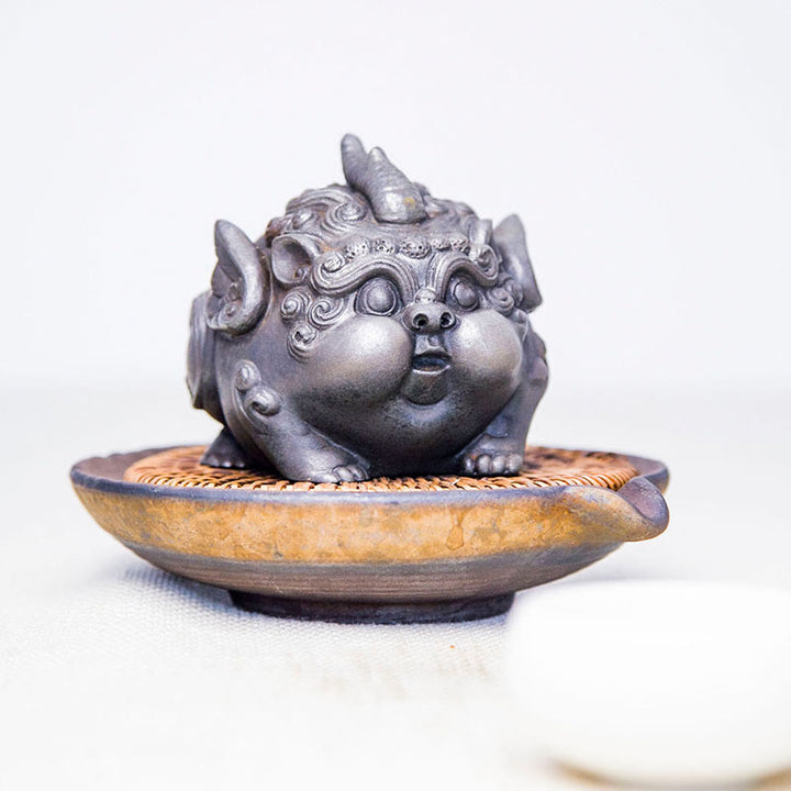 Buddha Stones手作り 富 貔貅 鉄粉 錆 鋳造 樹脂 像 家の装飾