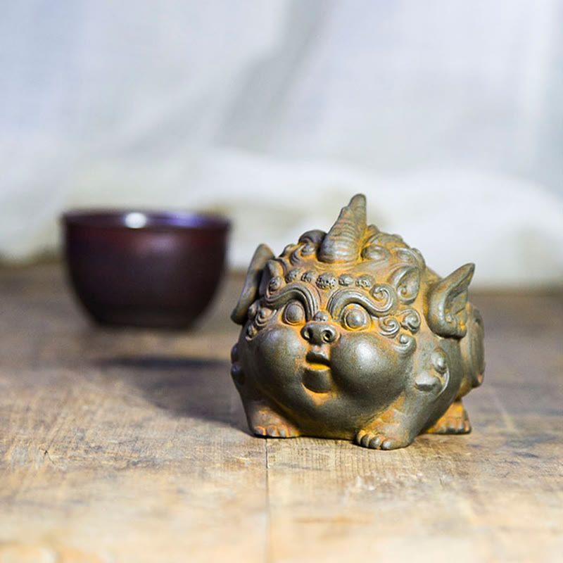 Buddha Stones手作り 富 貔貅 鉄粉 錆 鋳造 樹脂 像 家の装飾